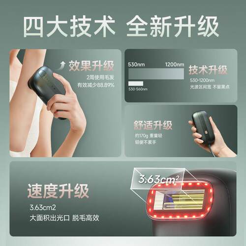 鱼跃蓝宝石冰点除毛仪光波电动除毛刀无痛家用全身持久剃腋毛配件