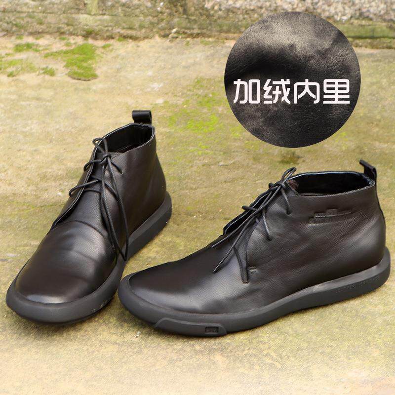正品原创潮牌真皮马休靴男纯牛皮闲高帮手带工系男丁鞋复古大码皮
