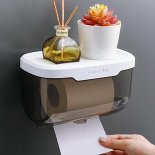 Waterproof Bathroom Tissue Box, No-Drill Toilet Paper Dispen