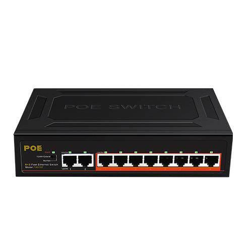 白蜘蛛 8口百兆PoE+2口百兆非管理型供电交换机内置电源POE分离器