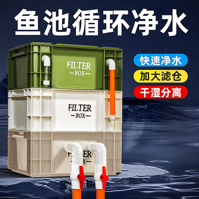 周转箱多层过滤箱鱼池鱼缸过滤器塑料加厚款养龟鱼中转大号工业风