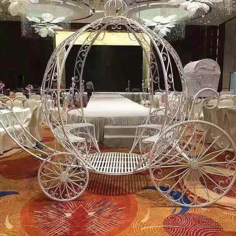 新款南瓜车大型道具摆件户外公主车马车装饰婚礼婚庆道具铁艺浪漫