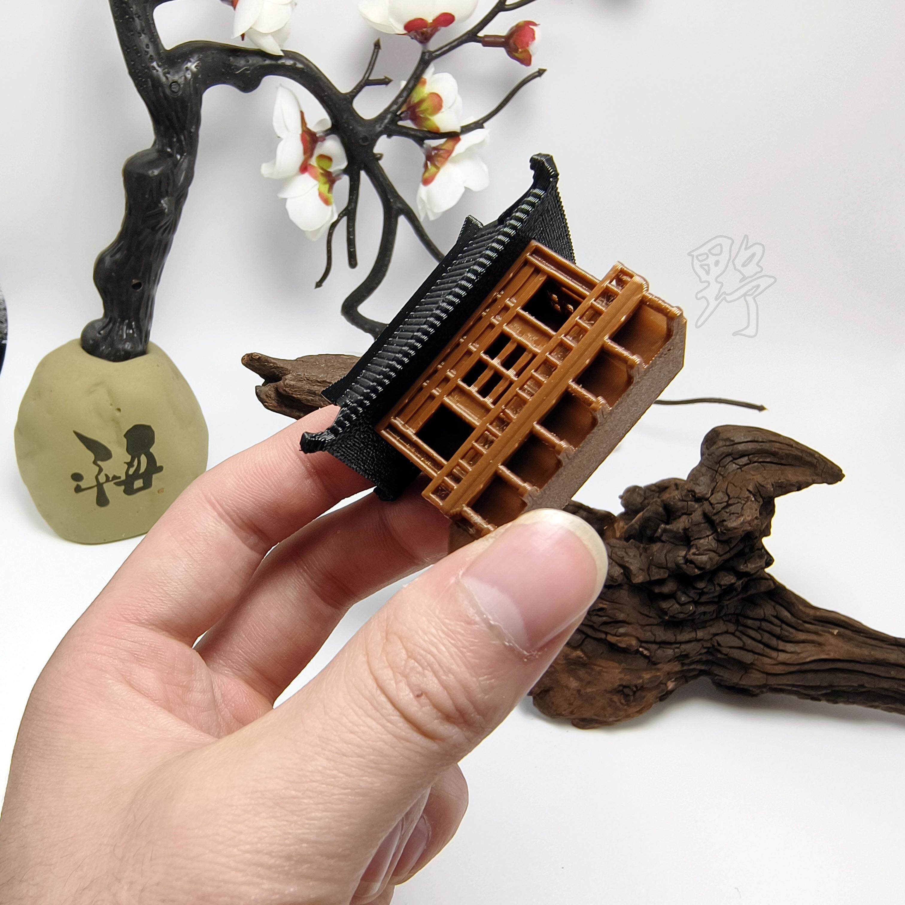 中式覆古国风3d打印模型建筑摆件鱼缸微景沙盘造景古风小摆件房屋