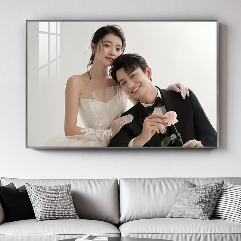 金属窄边水晶框定制婚纱摄影照放大挂墙相框全家福结婚洗照片床头