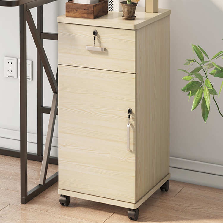 办公桌下收纳柜活动柜带锁储物柜矮柜木质移动柜子a4抽屉式文件柜