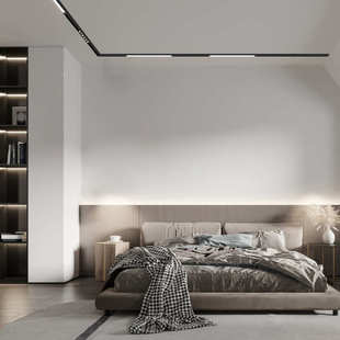 别墅防蓝光无主灯线条灯吊装 磁吸轨道灯明装 导轨办公室餐厅酒店