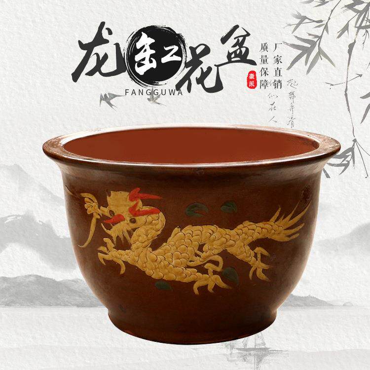 厂家销售龙缸花盆紫砂花盆无洞莲花荷花大花盆苗木景观花盆绿植