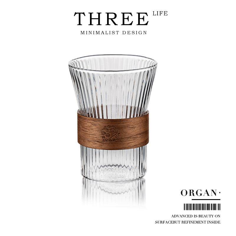 Tlife·Organ·日式耳挂咖啡杯玻璃杯隔热防烫水杯竖条纹 | 风琴