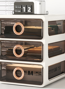 化妆品收纳盒透明抽屉式桌面收纳架轻奢梳妆台化妆盒护肤品置物架