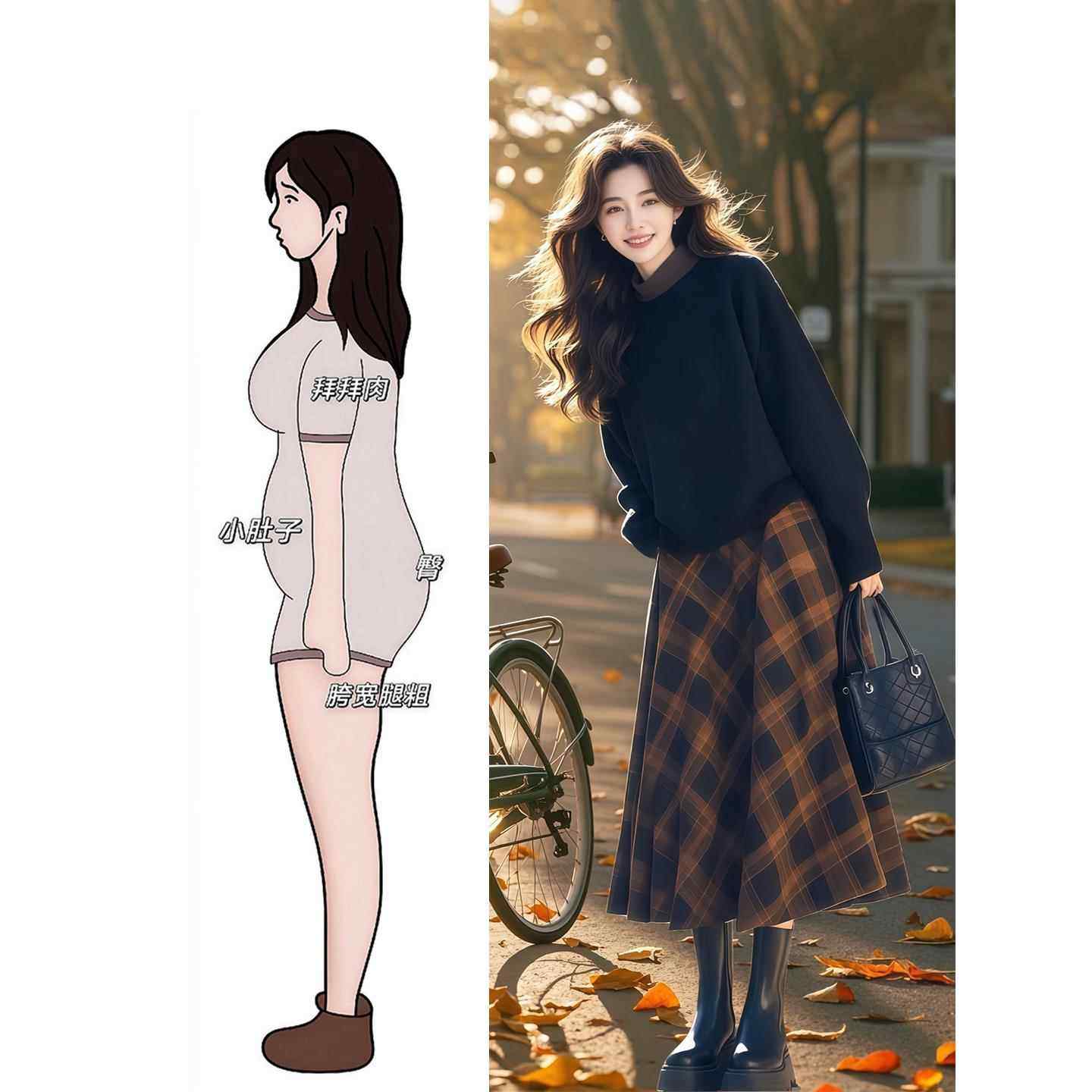 冬装搭配一整套大码微胖mm格子连衣裙美拉德高级感减龄时尚套装女