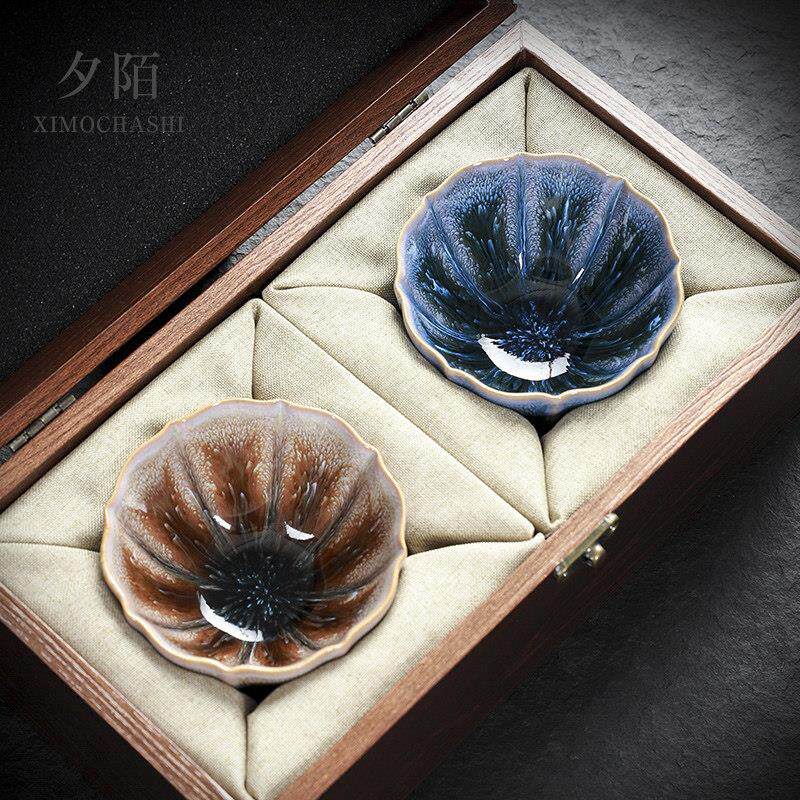 景德镇建盏茶杯窑变异形情侣对杯送礼礼盒装茶具主人杯单杯陶瓷大