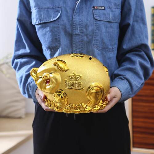 新款富贵金猪存钱祇罐进不出陶瓷人意超大号存钱筒存钱筒成创儿童