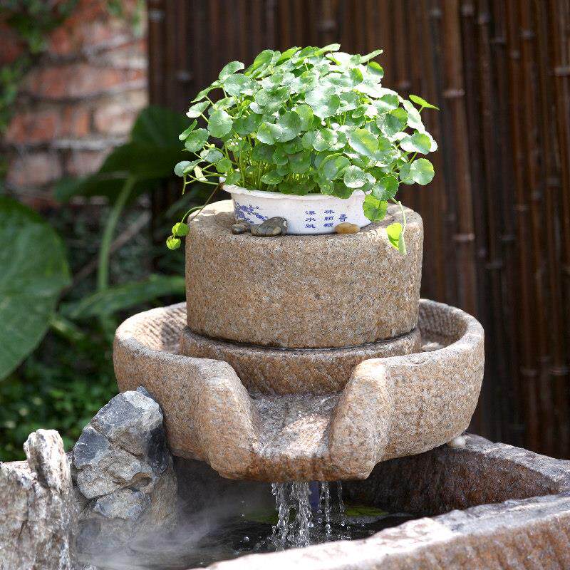 人造石磨流水器磨盘配件景观装饰阳台庭院花园彷石磨流水摆件造景