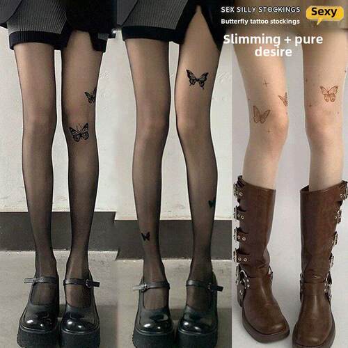 Long tube Halloween black silk knee high stockings thin袜子
