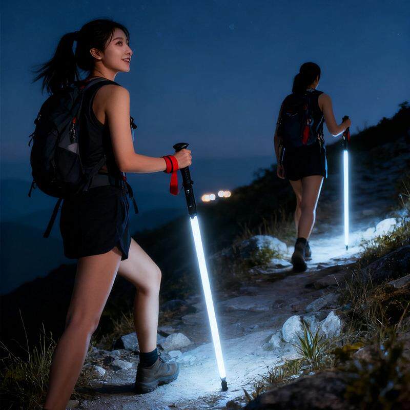 高颜值发光登山杖专业夜爬设备手杖超轻照明徒步出行便捷登山手杖图片