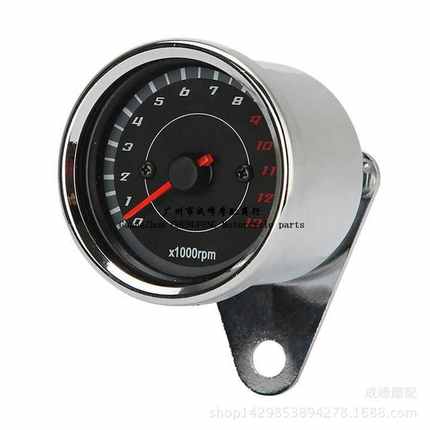摩托车改装电感转速表指针式仪表复古转速表LED双色背光12V