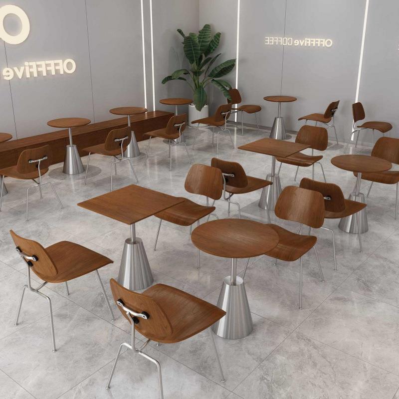 意式网红不锈钢曲木椅简约轻奢靠背餐椅设计感餐厅家用餐桌椅子