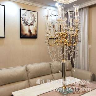 欧式九头水晶烛台婚庆婚礼道具酒店家居样板房软装西餐厅烛台摆件