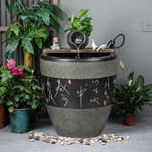 造景客厅老式 鱼缸陶罐古法水流水陶瓷阳台循环h加高 大缸金鱼缸款