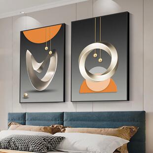 轻奢主卧床头背景墙装 饰画温馨酒店宾馆民宿小众北欧抽象墙壁挂画