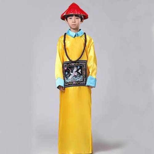 高档儿童清朝官服族大臣装成服人古装清宫大廷文武百官员衣满服演