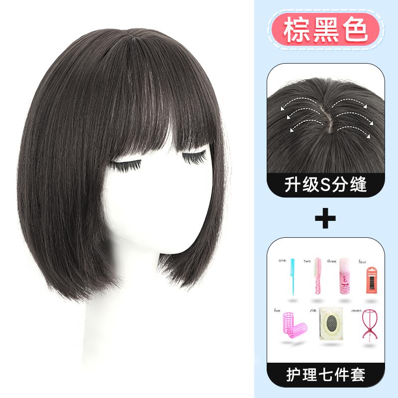 正品短发假女自然天全头式仿真发全真人发套夏薄款波波头整顶假发