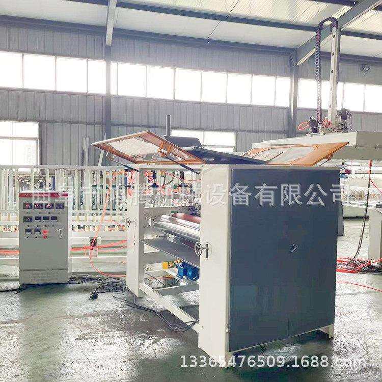 鸿腾密度板背板画板贴纸机白胶滚涂自动圆刀上修边自动断膜贴面机