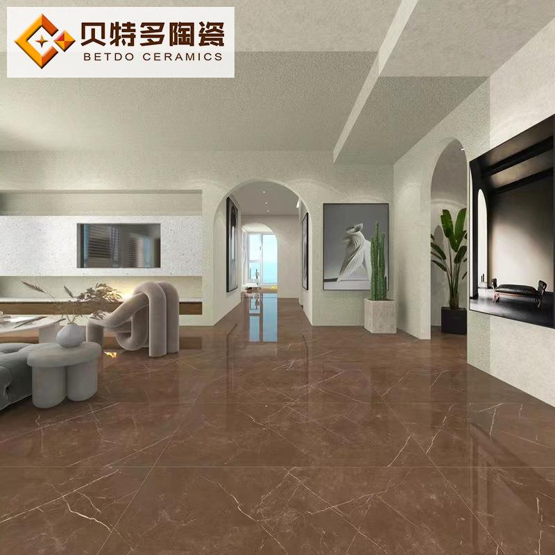 酒店大堂瓷砖通体大理石棕色地砖砖600x1200客厅防滑咖啡色地砖