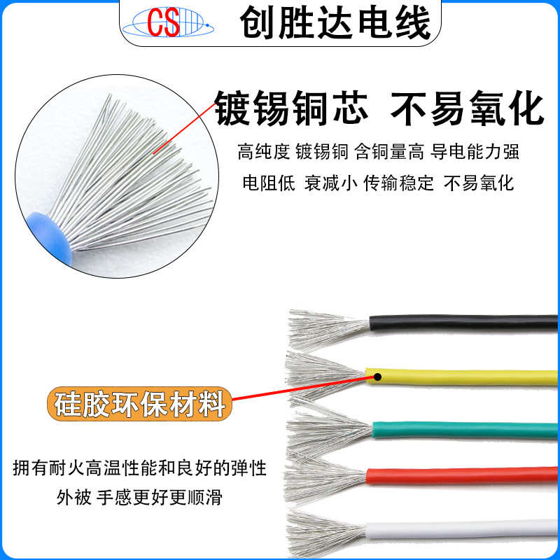 直销常规3239高温硅胶线30/28/26/24/22/20/18awg高压导线耐高温