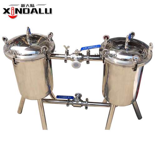 不锈钢桶式过滤器卫生级双联过滤器糖浆果汁液体双联袋式过滤器