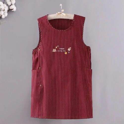 Oil-Proof Striped Sleeveless Aprons Dirt Resistant with