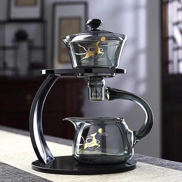 高硼硅耐热玻璃懒人登高磁吸茶具半自动泡茶器家用功夫泡茶套装