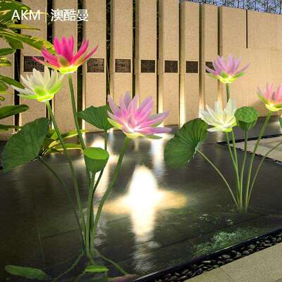 户外网红仿真动态开合荷花灯景区公园水上池塘装饰水池莲花景观灯