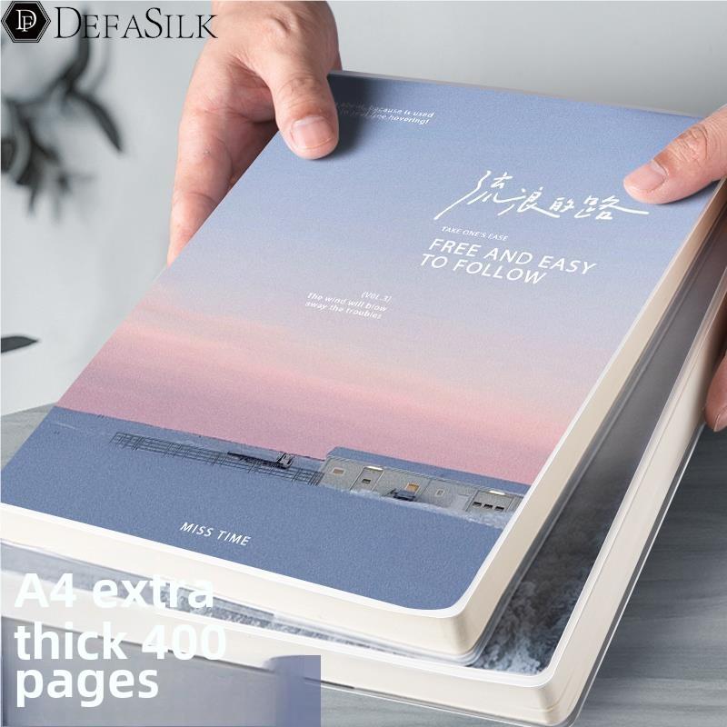2025年新款高颜值超厚笔记本本子大小学生简约风A4b5胶套课堂笔记考研加厚软皮日记本记录