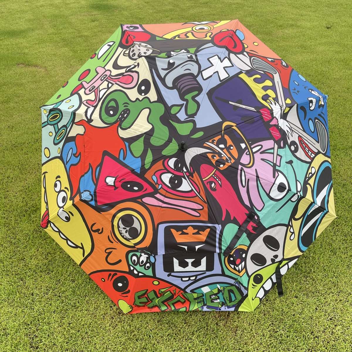 高尔夫球伞户外防晒遮阳雨伞可爱怪物涂鸦画面伞超大尺寸135cm