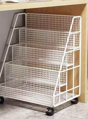 移动式书架儿童绘本收纳架桌下置物架落地万向轮家用简约学生