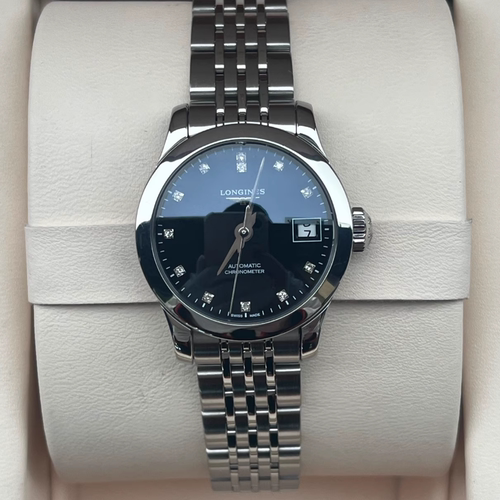 新款9.8新 浪琴开创者系列精钢自动机械表钻石女表L2.320.4.57.6