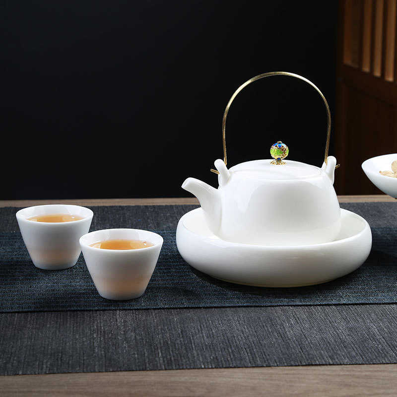 德化白瓷玉瓷茶壶陶瓷功夫茶具手工侧把壶家用泡茶壶承羊脂玉单壶