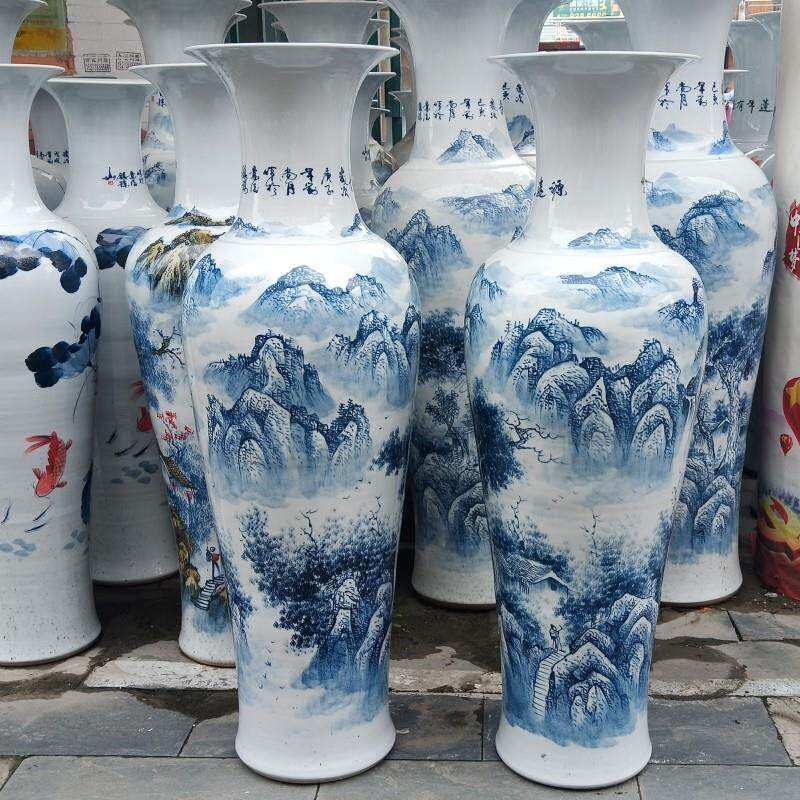 手绘青落花瓷山摆水大号地CMK家居客厅花装饰品件酒店公司开业礼