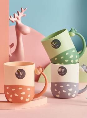 可爱创意小鹿造型儿童水杯刷牙杯情侣塑料牙刷杯簌口杯漱口杯