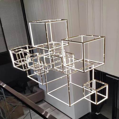 不锈钢吧台展厅家居客厅餐厅设计师装饰轻奢无极调光吊灯简约