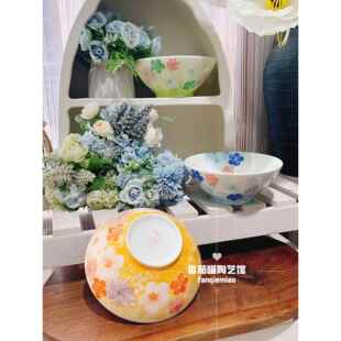 F04濑户烧新款陶瓷釉下彩家用餐具盘子7寸斗笠碗沙拉碗面碗汤碗