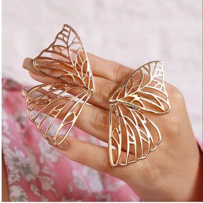 Lost Lady Large Hollow Metal Butterfly Stud Earrings for Wom