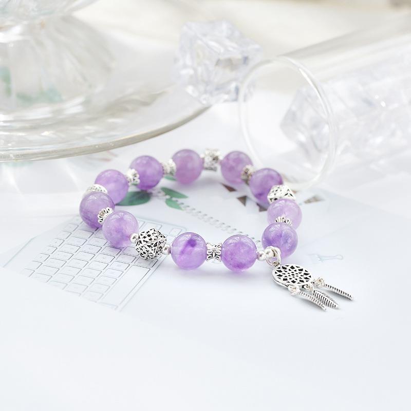巧恩天然水晶紫水晶手链女配饰s925银成品手工diy手串饰品