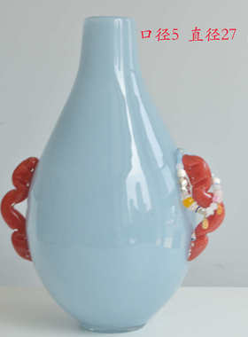 ins装花瓶电视柜氛围水培花瓶软彩色玻璃法式小口大肚子中古桌面