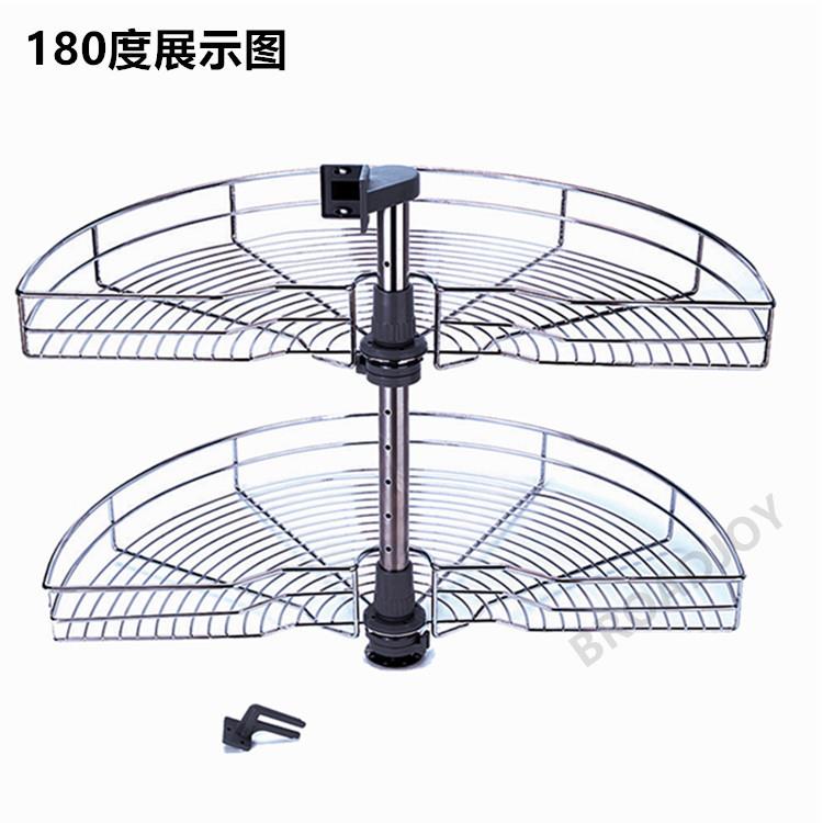 180度2层拉出式转角收纳柜厨柜储物抽屉铁丝托盘拉篮