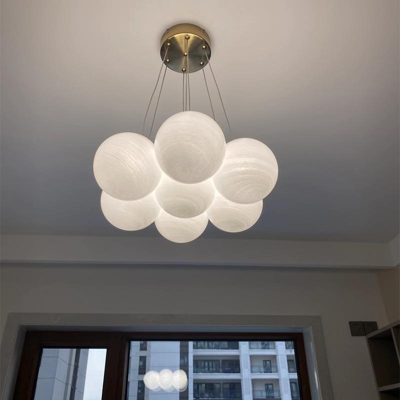 LD-D080计现代简约客吊灯法式奶网油风设师时尚个厅性艺术红云彩