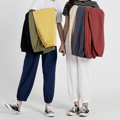 Cotton and linen lantern pants, women's sports thin
