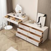 奶油风六斗柜简约现代卧室床尾斗柜梳妆台一体家用客厅靠墙收纳柜