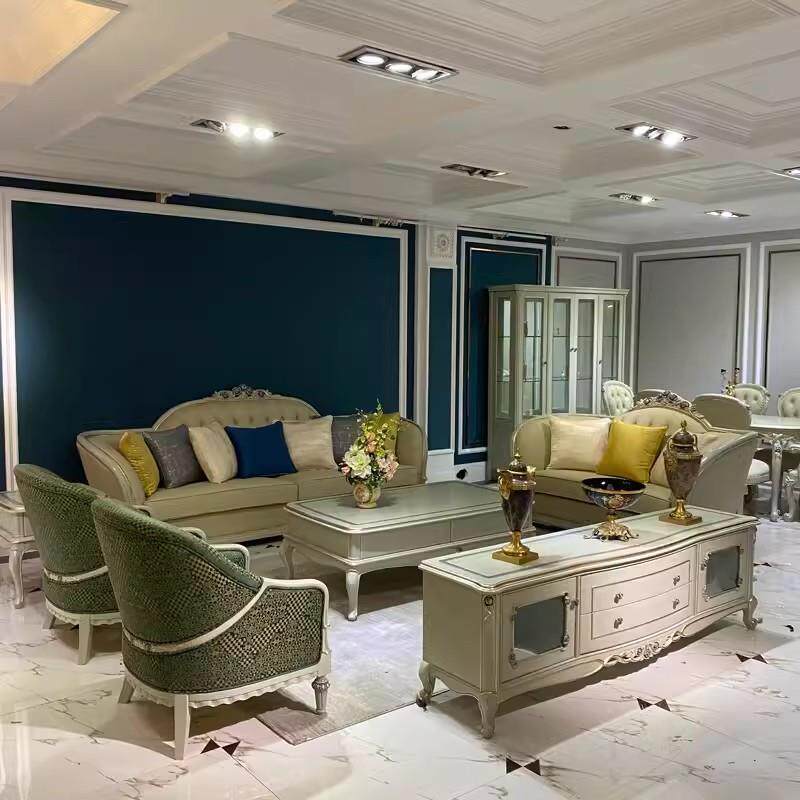 法式简约宫廷客厅别墅欧式皮艺三人沙发轻奢家具组合套装整装发货